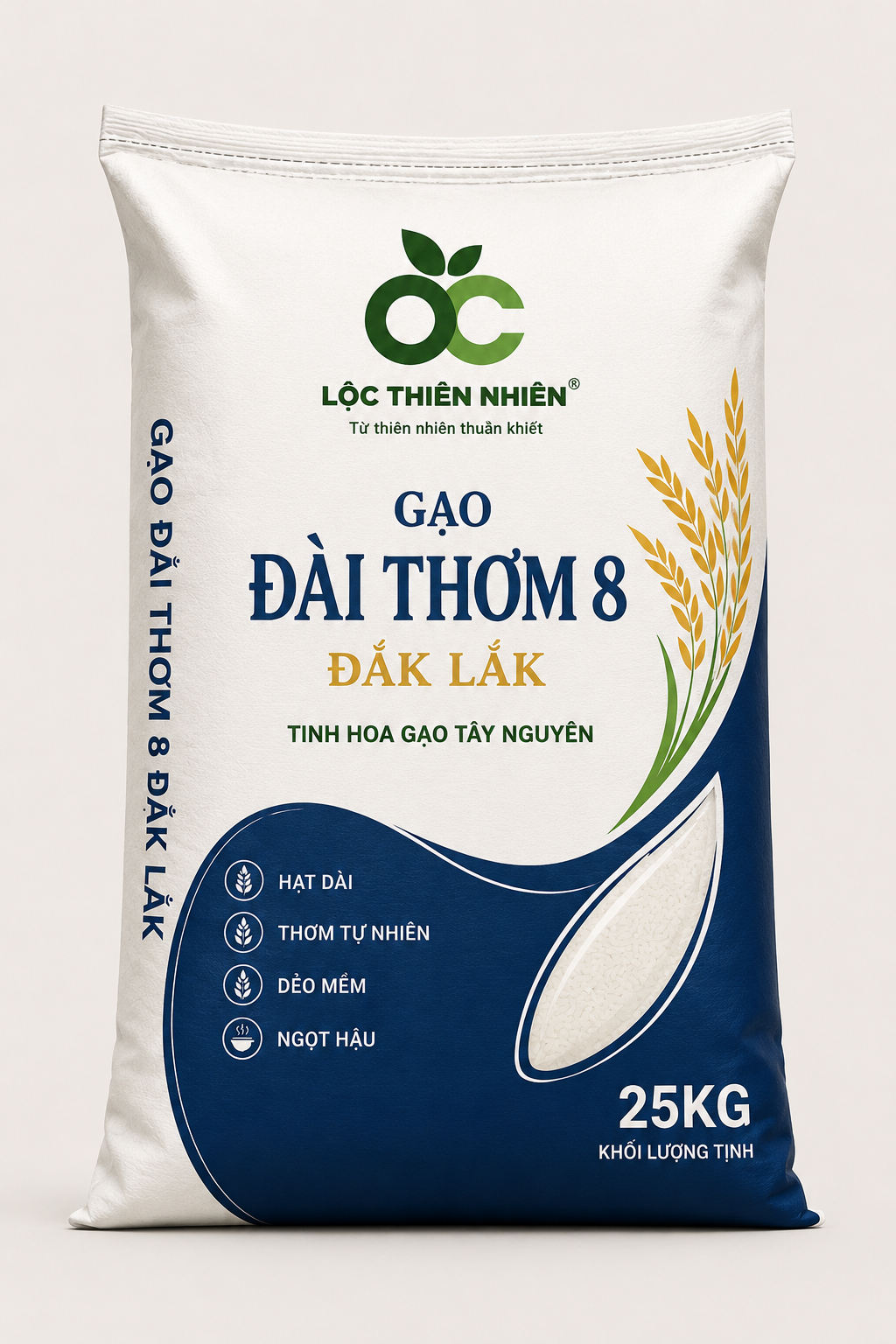 Gạo Đài Thơm 8 Đắk Lắk – Túi 25KG